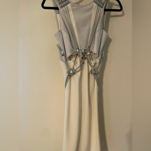 White Gucci Midi Dress with Jersey Detailing and Chrome Hardware